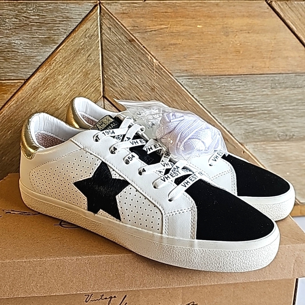 Vintage Havana Gadol Black White Gold Star Shoes Brand New Size 9